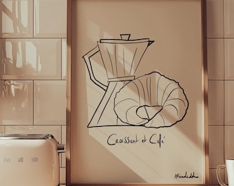 Croissant Cafe Print: French Bakery Wall Art