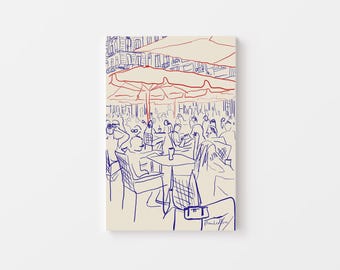 CANVAS French Cafe Terrace Print: Vintage Paris Street Scene