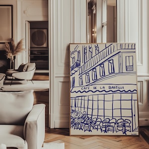 Cafe Bastille Paris Print: French Coffee Art