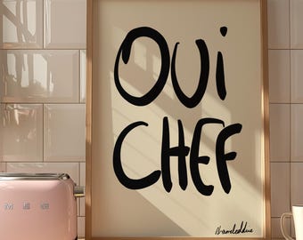 Impresión "Oui Chef": Arte mural de cocina francesa, decoración parisina