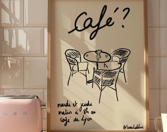 Parisian Café Terrace Print: French Bistro Wall Art