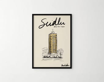 Blues Point Tower Print: Harry Seidler Architecture Poster, Modernist Sydney Illustration