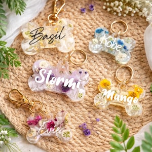Personalized Dog Bone Acrylic Keychain | Custom Pet Name Tag | Dog ID Tag | Pet Lover Gift | Bone Keychain with Ring or Lobster Clasp