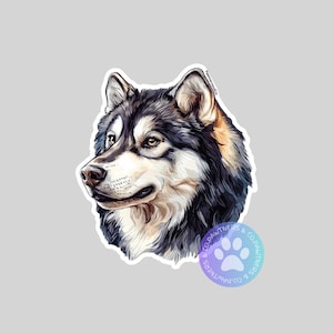Alaskan Malamute Sticker, Sticker Gift, Cute Stickers, Animal Decals, Macbook Decal, Laptop Stickers, Water Bottle Decal