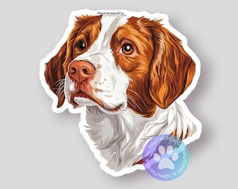 Brittany Spaniel Sticker, Weatherproof Vinyl Decal