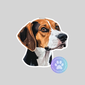 American Foxhound Sticker, Sticker Gift, Cute Stickers, Animal Decals, Macbook Decal, Laptop Stickers, Water Bottle Decal