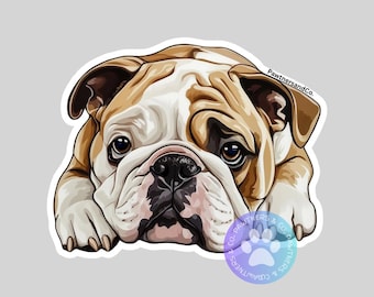 English Bulldog Sticker, Weatherproof Vinyl Decal