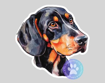 Coonhound Sticker, Weatherproof Vinyl Decal