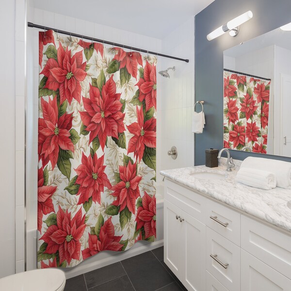 Poinsettia Shower Curtain Etsy