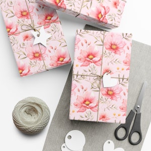 Hot Pink Double Sided Floral Wrapping Paper - 20 Sheets