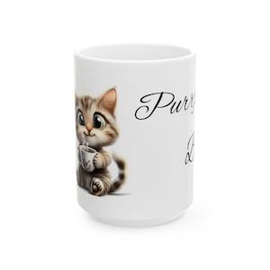 Cartoon Cat Ceramic Mug, Cute Cat Coffee Cup with Playful Design, Cat Lover Gift, Funny Mug for Cat Owners, Animal Lover Tea Mug