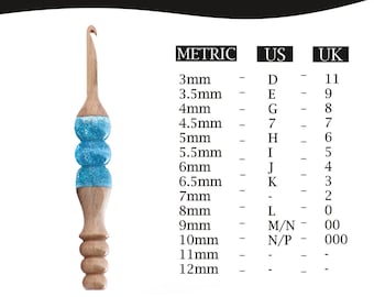 Rosewood Crochet Hook: Resin Mix, Ergonomic Handle (3.0mm - 12mm)