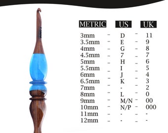 Resin Crochet Hook: Ergonomic Rosewood Handle, Knitting Needle (3-12mm)