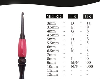 Handmade Rosewood Resin Crochet Hook: Ergonomic Knitting Needle (3mm-12mm)