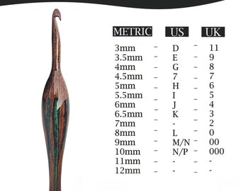Aguja de crochet de palisandro epoxi: Aguja de tejer de agarre suave (3,5 mm-12 mm)