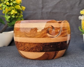 Handmade Rosewood Yarn Storage Bowl for Knitting & Crocheting | Yarn Bowl for Yarn Winder, Crochet Hook Accessories | Yarn Bowl Wood Large