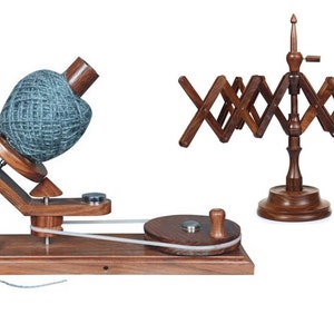 Large Yarn winder and swift yarn winder combo Hand-operated Ball winder Knitter&#39;s Gifts Center handcrafted Skein winder Gift for her