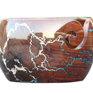 Yarn Bowl Wooden, Handmade Blue Resin/Wooden Large Yarn Bowl for knitting, Yarn Stoarge Bowl, Wooden Yarn Holder