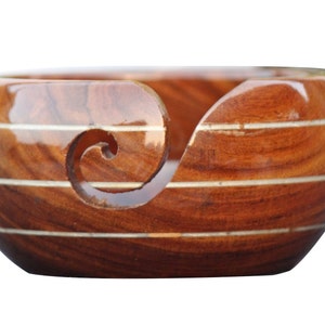Rosewood Yarn Bowl for Knitting, Handmade Yarn Storage Bowl for Crocheting, Knitting Yarn Bowl Large 7x4 inch, Wool Stoage Bowl