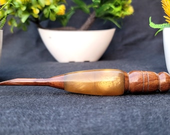Uncinetto in palissandro con resina epossidica: impugnatura ergonomica, misure 3 mm-12 mm