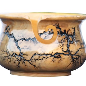 Handmade Wooden Yarn Bowl Gift for Knitting Lichtenberg Figure Yarn Skein Holder - Best Gift for Mother Birthday Christmas