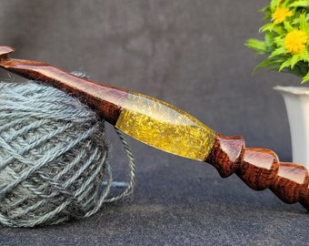 Handgemaakte palissander haaknaald: ergonomisch handvat van hars (3 mm-12 mm)