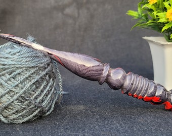 Rosewood Crochet Hook Set: Ergonomic Resin Handle (3mm-12mm)