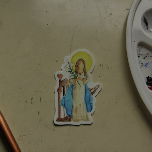 Saint Cecilia Waterproof 3" Sticker Catholic Gift