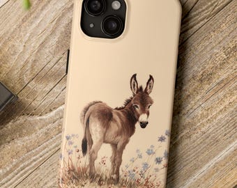 Donkey Tough Phone Case - Cottagecore Donkey  in Wildflowers Phone Cover - iPhone 17 16 15 14 13 12 11 Pro Max Samsung S25 S24 S23 S22 S21