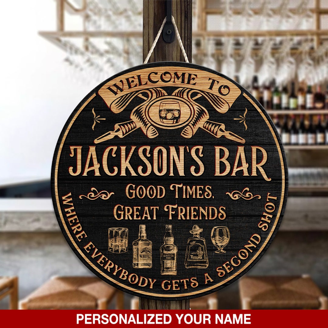 Bourbon Bar Sign Bourbon Signs Bar Decor Personalized Bar Etsy