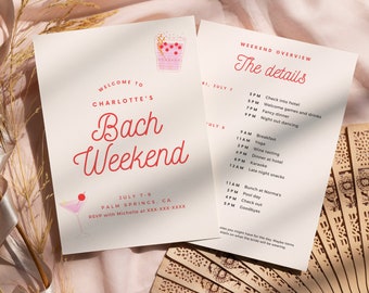 Bachelorette Itinerary Template, Beach Bachelorette Invite, Do it Yourself, Bachelorette Party, Canva Template, Bachelorette Weekend