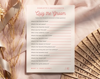 Quiz the Groom Bachelorette Party Game, What Did the Groom Say Game, Editable Printable Game, Wedding Shower Game, Ask the Groom Game