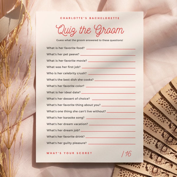 Quiz the Groom Bachelorette Party Game, What Did the Groom Say Game, Editable Printable Game, Wedding Shower Game, Ask the Groom Game