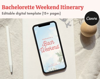 Bachelorette Weekend Itinerary, Mobile Itinerary Template, Beach Bachelorette Party Itinerary, The Last Splash, Editable Canva Template