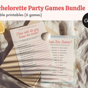 Bachelorette Scavenger Hunt Games, Bachelorette Party Games Printable, Editable Printable Games Bundle, Bachelorette Questionnaire