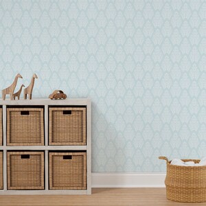 Powder Blue Deco Fan Wallpaper, Art-Deco, DIY Wallpaper, Removable, Peel and Stick, Pre-Pasted Wallpaper, Renter-Friendly