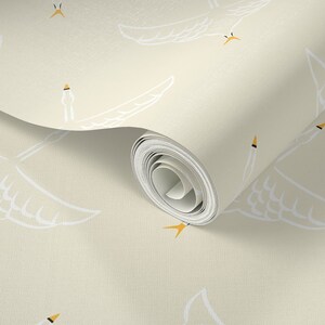 Neutral Cream Swans Wallpaper, DIY Wallpaper, Removable, Peel and Stick, Pre-Pasted Wallpaper, Renter-Friendly
