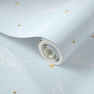 Blue Swans Wallpaper, DIY Wallpaper, Removable, Peel and Stick, Pre-Pasted Wallpaper, Renter-Friendly