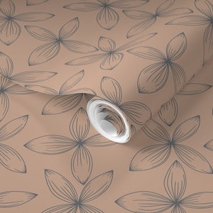 Clay Floral Wallpaper, Boho, Mid-Mod, Mid-century DIY Wallpaper, Removable, Peel and Stick, Pre-Pasted Wallpaper, Renter-Friendly