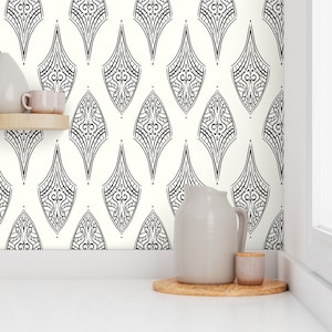 Black Stained Glass Neutral Wallpaper, Art-Deco, DIY Wallpaper, Removable, Peel and Stick, Pre-Pasted Wallpaper, Renter-Friendly