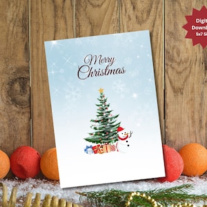 Biglietto per l'albero di Natale - Download digitale - Bellissimo biglietto stampabile con adorabile pupazzo di neve - Biglietto di Natale Winter Wonderland