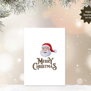 Cartolina di Buon Natale - Bellissima cartolina di Buon Natale stampabile con la testa di Babbo Natale allegro