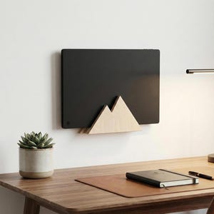 Wood Vertical Laptop Stand, Minimalist Desk or Wall Mount for Home Office