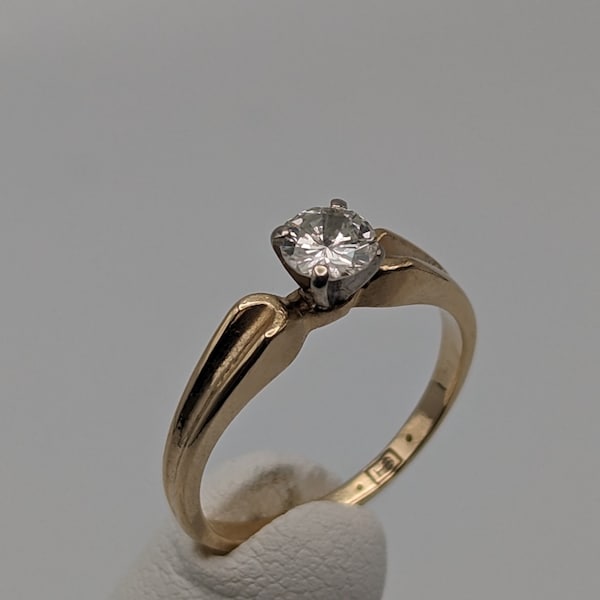 Antique 14k Gold .40ct Diamond Solitaire Engagement Wedding Band Ring