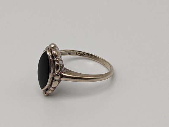 White Gold 14k Art Deco Black Onyx Ring. Midnight… - image 3