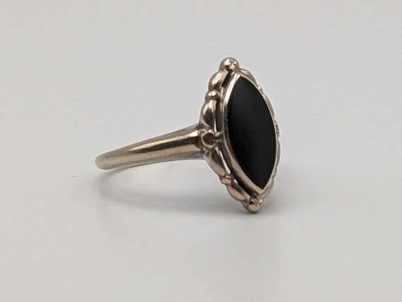 White Gold 14k Art Deco Black Onyx Ring. Midnight… - image 4