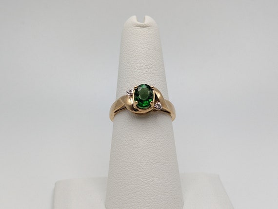 Vintage Green Spinal 10k Diamond Ring. 10k Spinal… - image 1