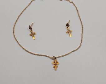 10k 12k Black Hills Gold Pendant W 14k GF Chain BHG Leaf
