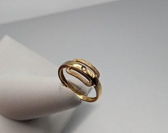 18k Milor Italy Gold Diamond Ring Mid Century Modern Yellow Gold Diamond 18k Italian Gold Diamond Ring.