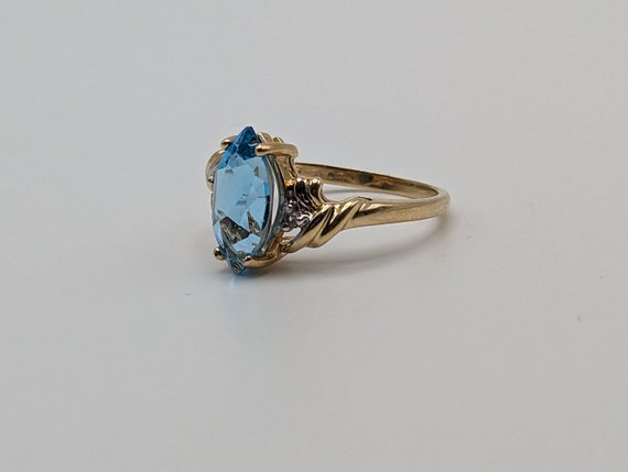 Vintage 14k 1.5ct Swiss Blue Topaz Diamond Ring. … - image 7